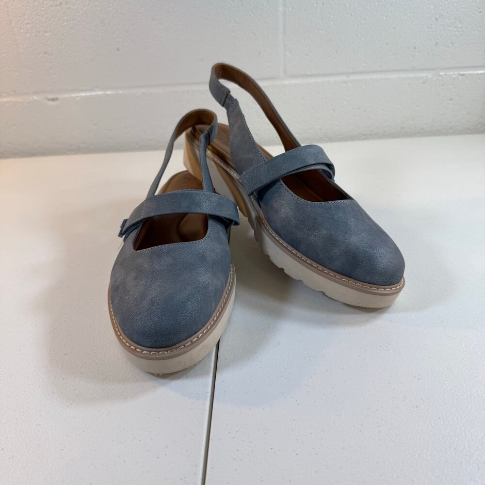 Naturalizer Edison Womens 11M Blue Slingback Mary Jane Flats Comfort Shoes